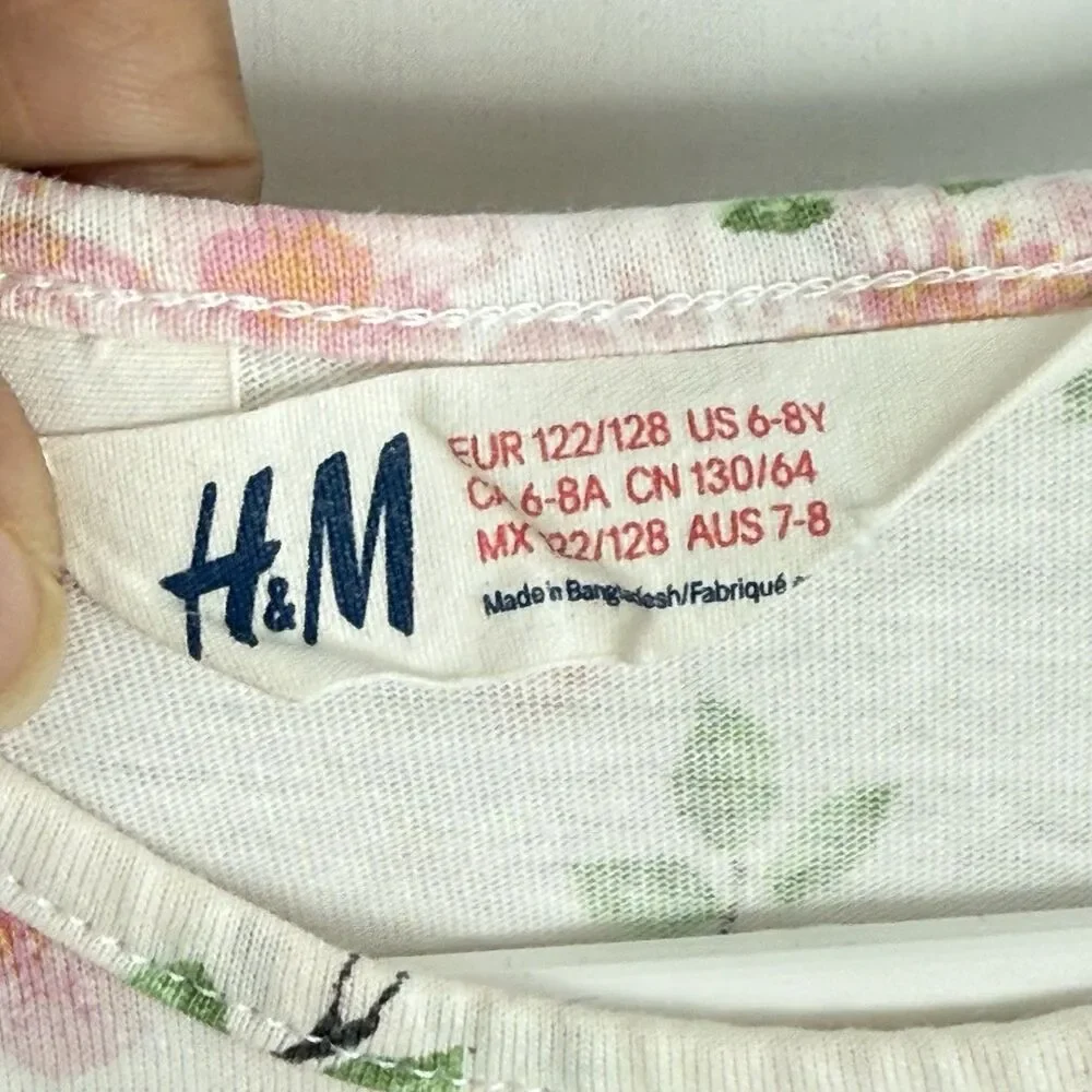H&M Girls Sun Dress Size 6-8 Years Butterfly And Flowers